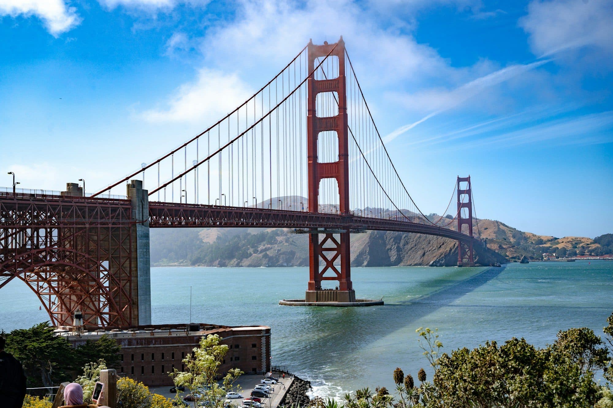 The Golden Gate Bridge over San Francisco Bay on a clear day