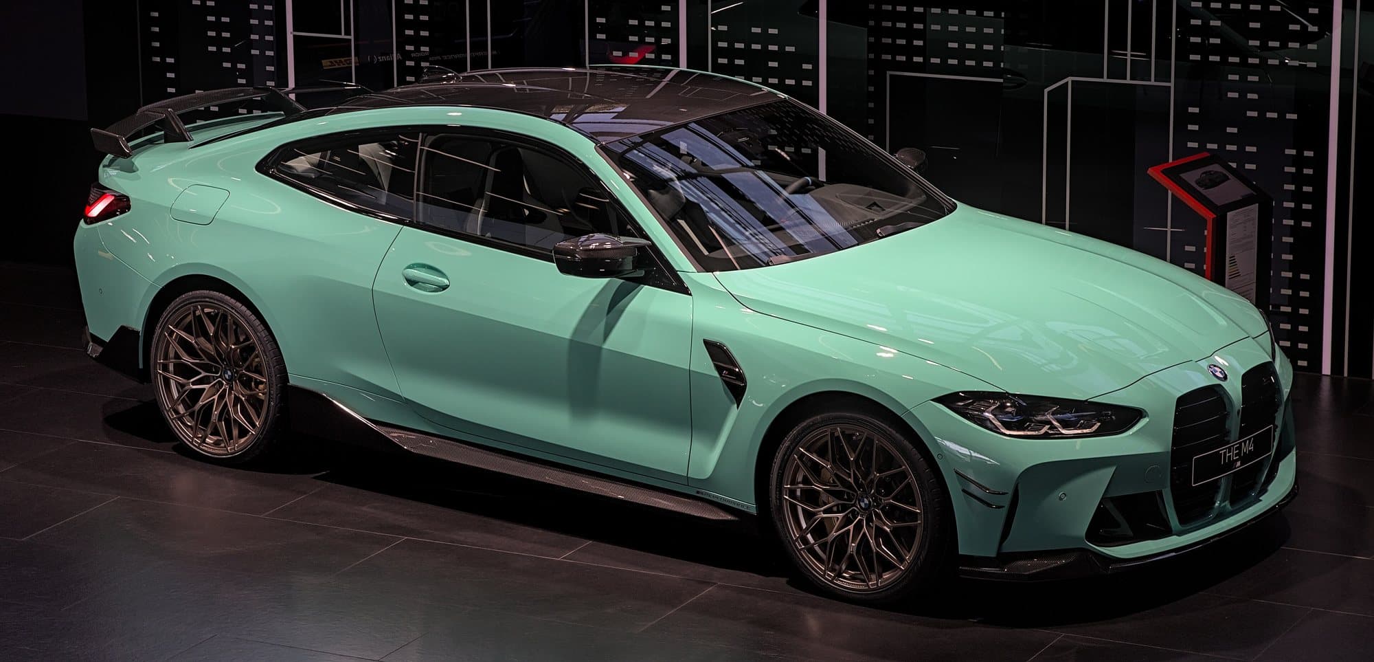 BMW M4 Competition coupé (G82) in Mint Green at IAA 2021